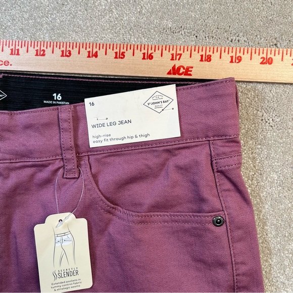 Wide Leg Pants Secretly‎ Slender St Johns Bay High Rise Rose Pink New Women's 16 - Picture 6 of 11